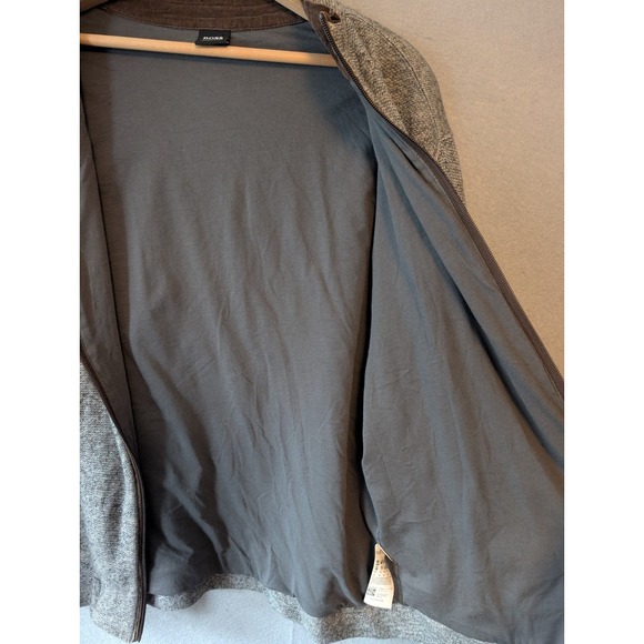 HUGO BOSS Men's Gray Full Zip Jacket Lined Elbow Patch 100% Cotton Designer Med - Picture 8 of 16